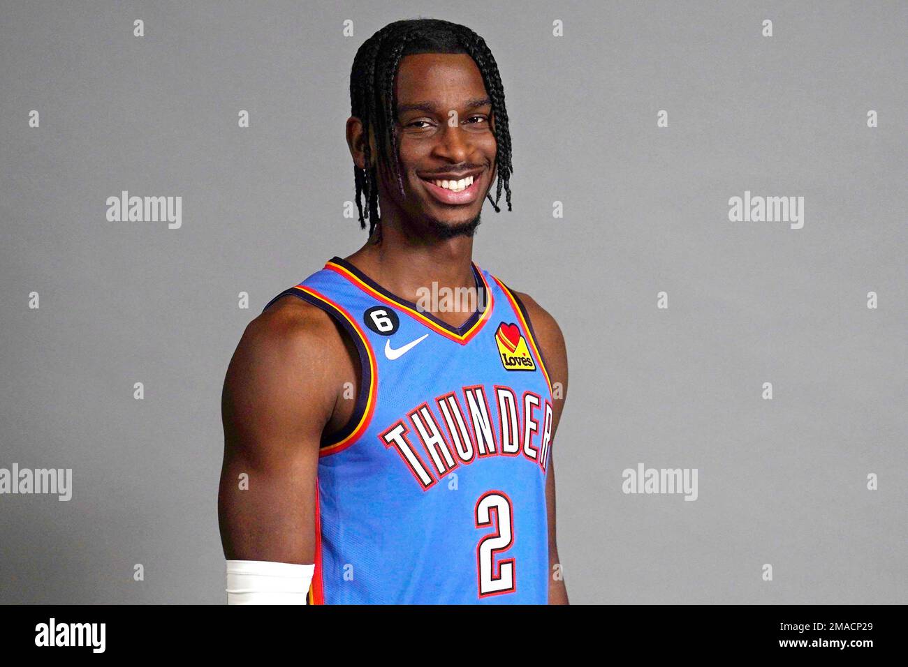 Oklahoma City Thunder's Shai Gilgeous-Alexander (2) during an NBA media day  Monday, Sept. 26, 2022, in Oklahoma City. (AP Photo/Sue Ogrocki Stock Photo  - Alamy