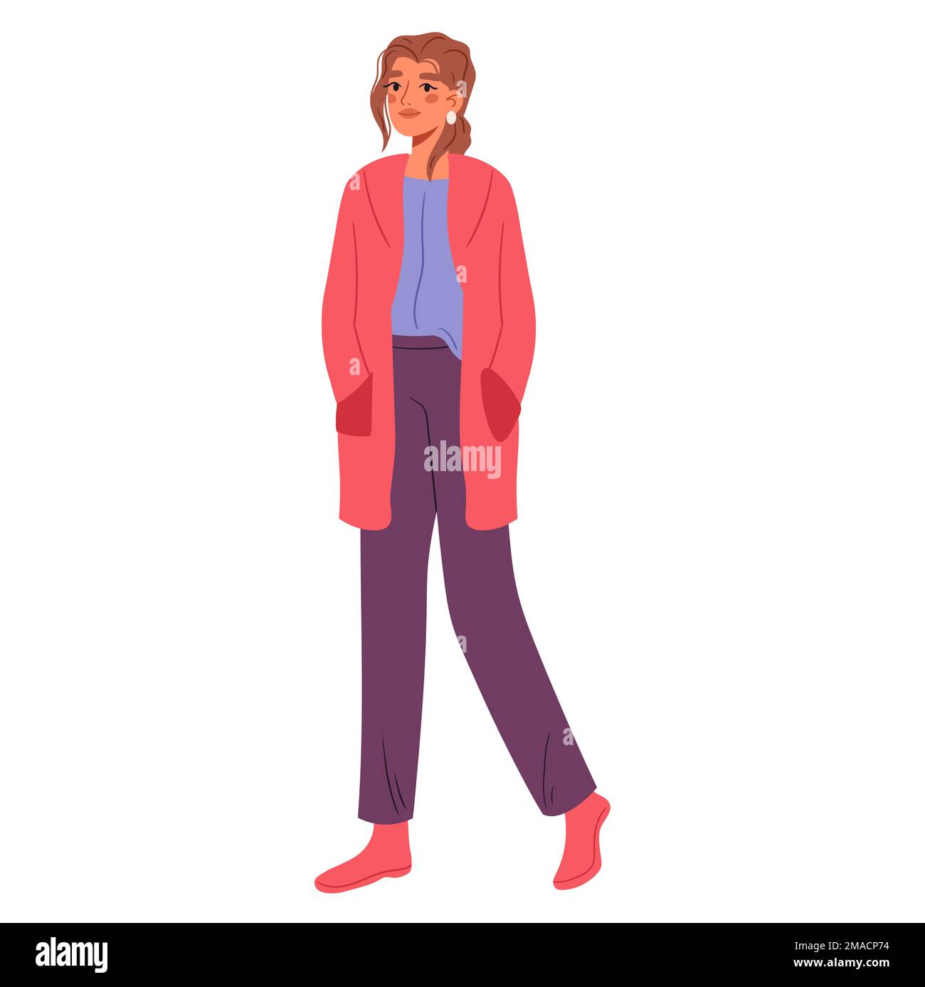 Fashion model. Sketch. Vector illustration. Girl in the shirt and pants  Stock Vector