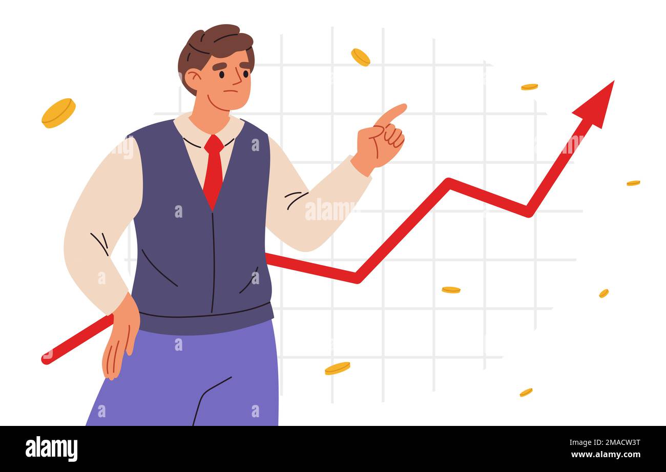 Economist shows inflation dynamics .Inflation and tax concept. Consumer