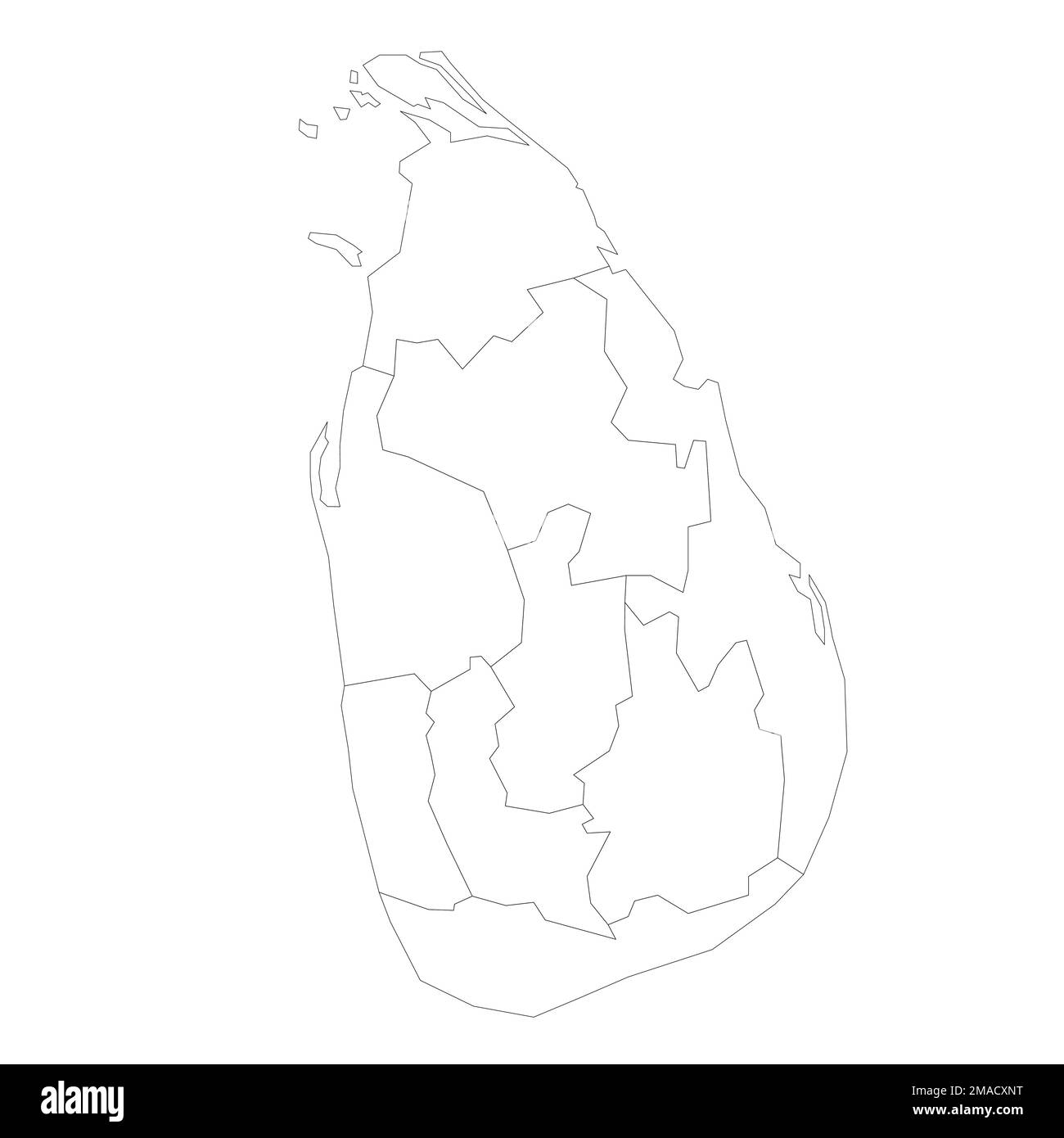 Sri Lanka political map of administrative divisions - provinces. Blank ...
