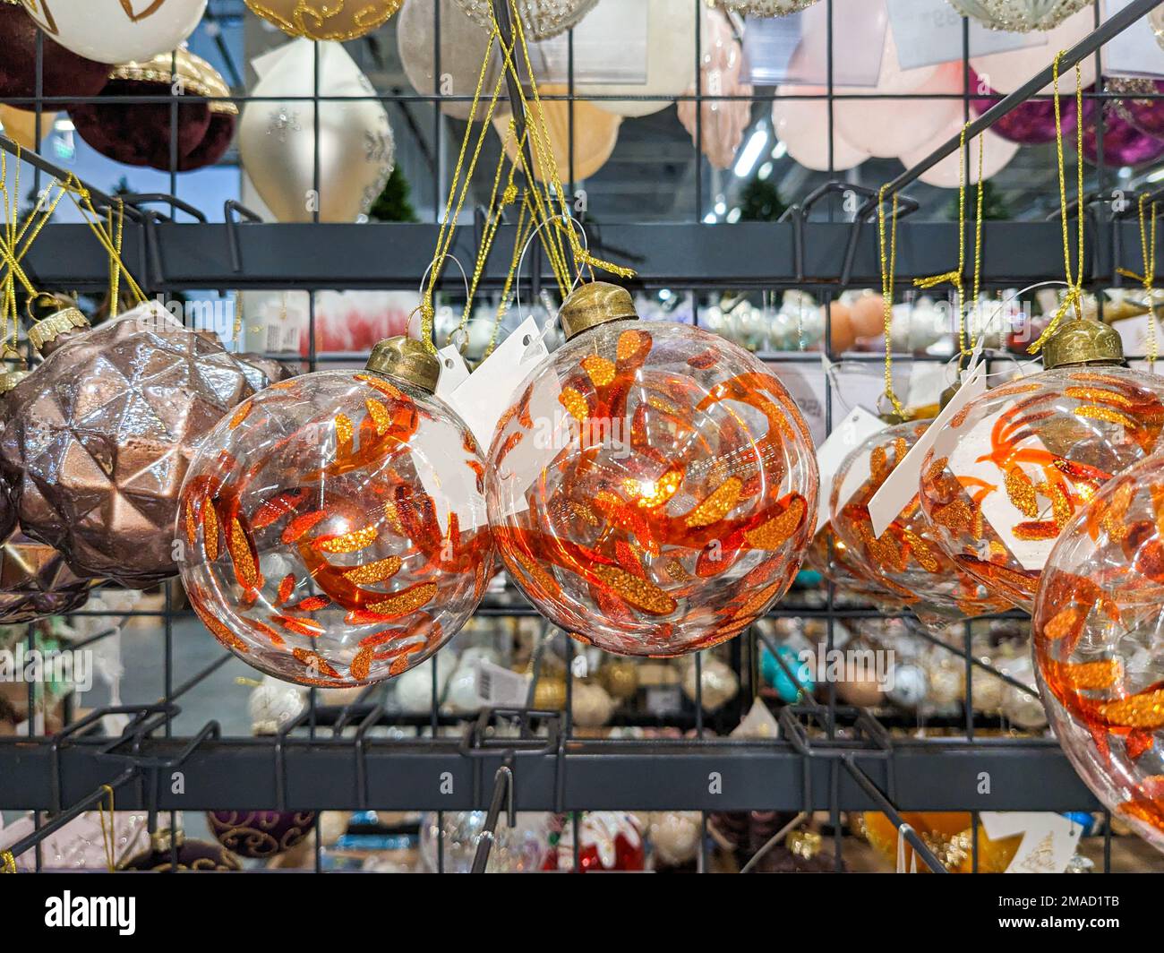 Original unusual glass orange balls to decorate the Christmas tree
