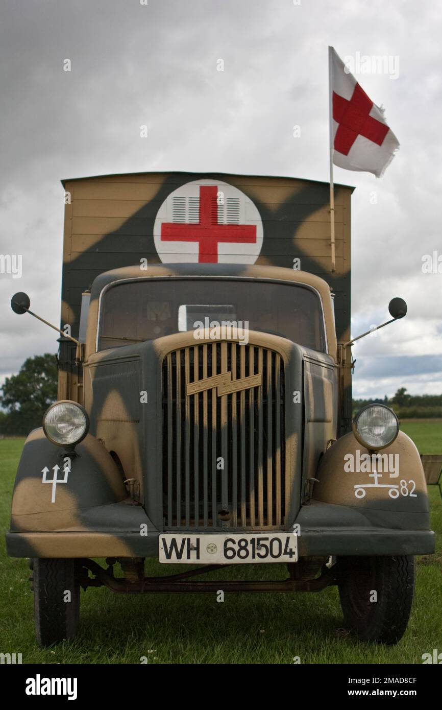 WW2 Opel Blitz field ambulance of a motorised ambulance platoon Stock Photo