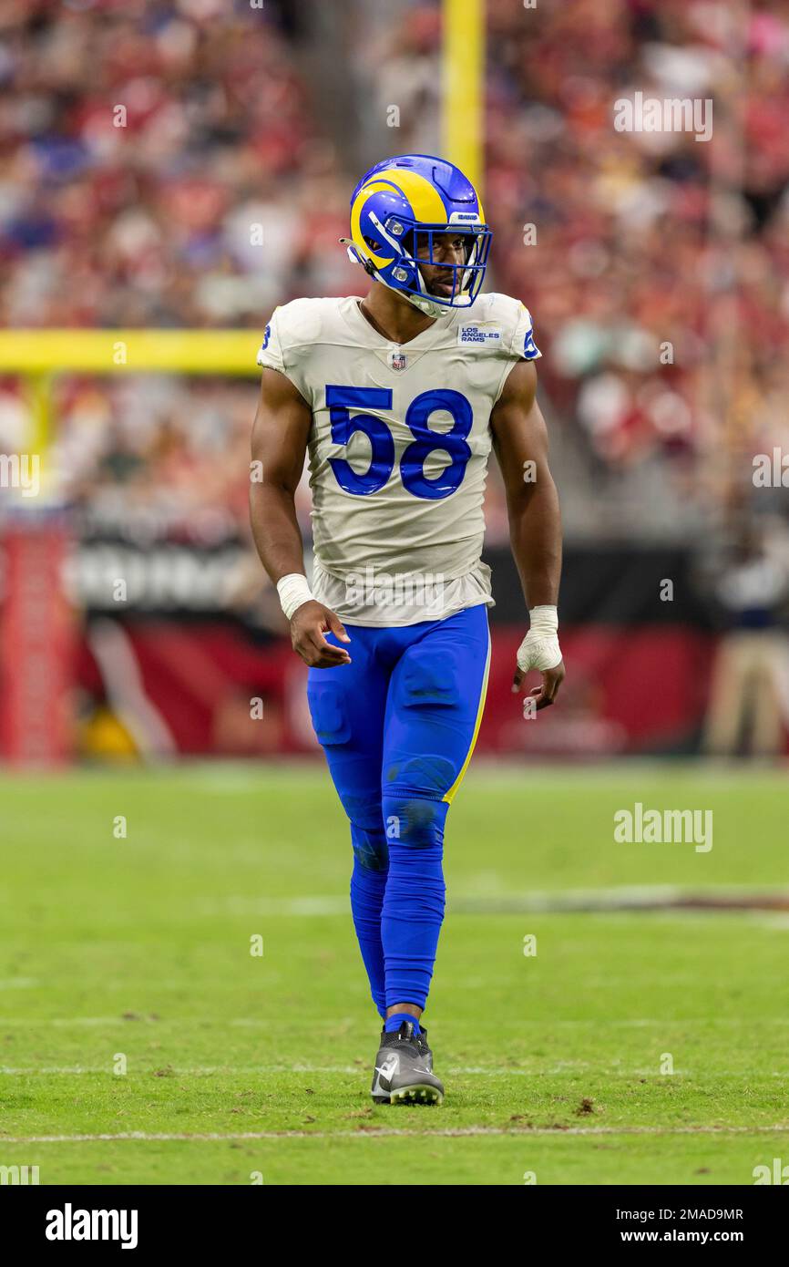 Linebacker (58) Justin Hollins of the Los Angeles Rams against the ...