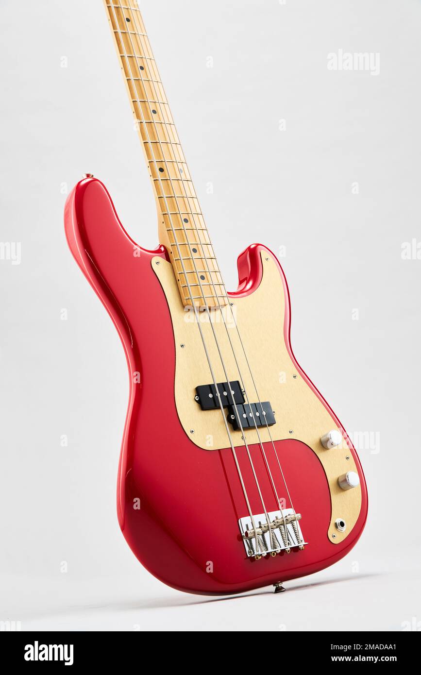 Fender P Bass Vintera in red finish Stock Photo Alamy