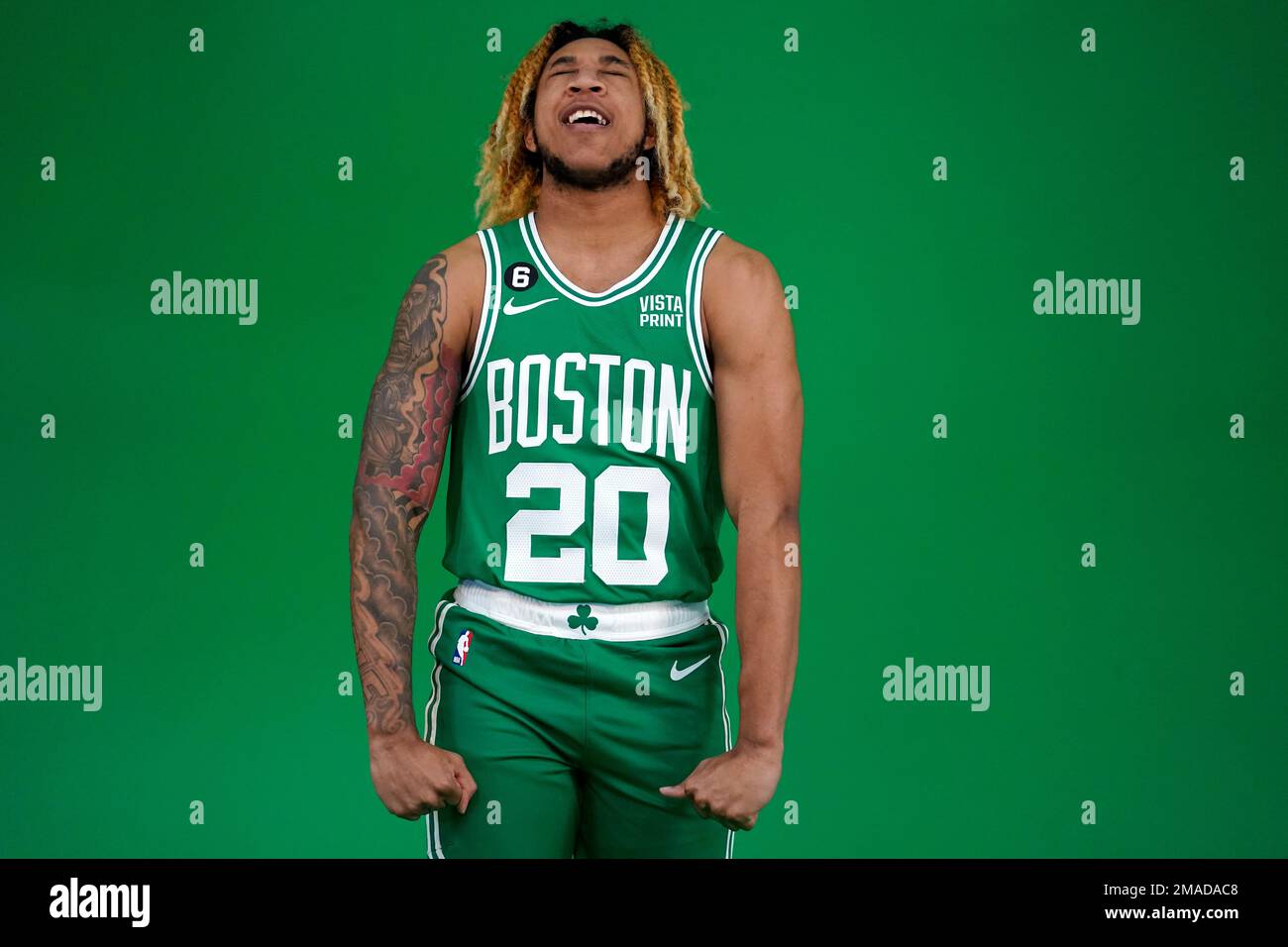 Boston Celtics' JD Davidson poses for a photo during Boston Celtics