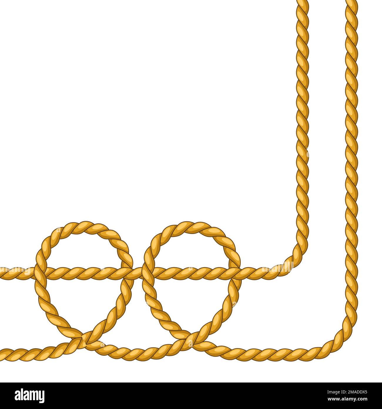 Background with jute rope knots. Nautical, fishing and decorative nodes