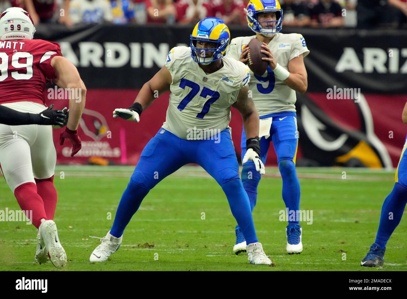 Los Angeles Rams offensive tackle Alaric Jackson (68) during a NFL  preseason game against the Las Vegas Raiders, Saturday, August 21, 2021, in  Inglewood, CA. The Raiders defeated the Rams 17-16. (jon