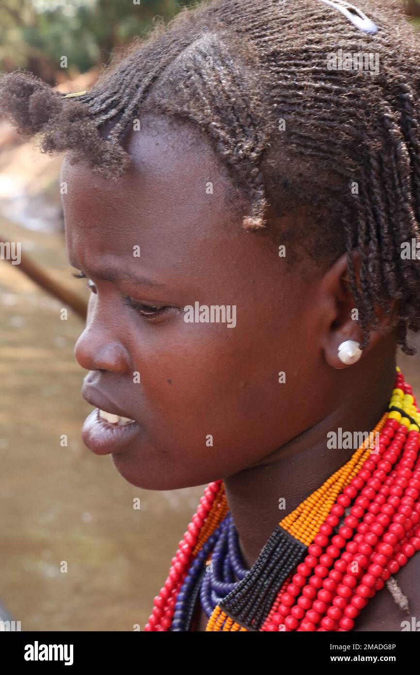 Woman at market. Lower Omo river, Ethiopia Stock Photo