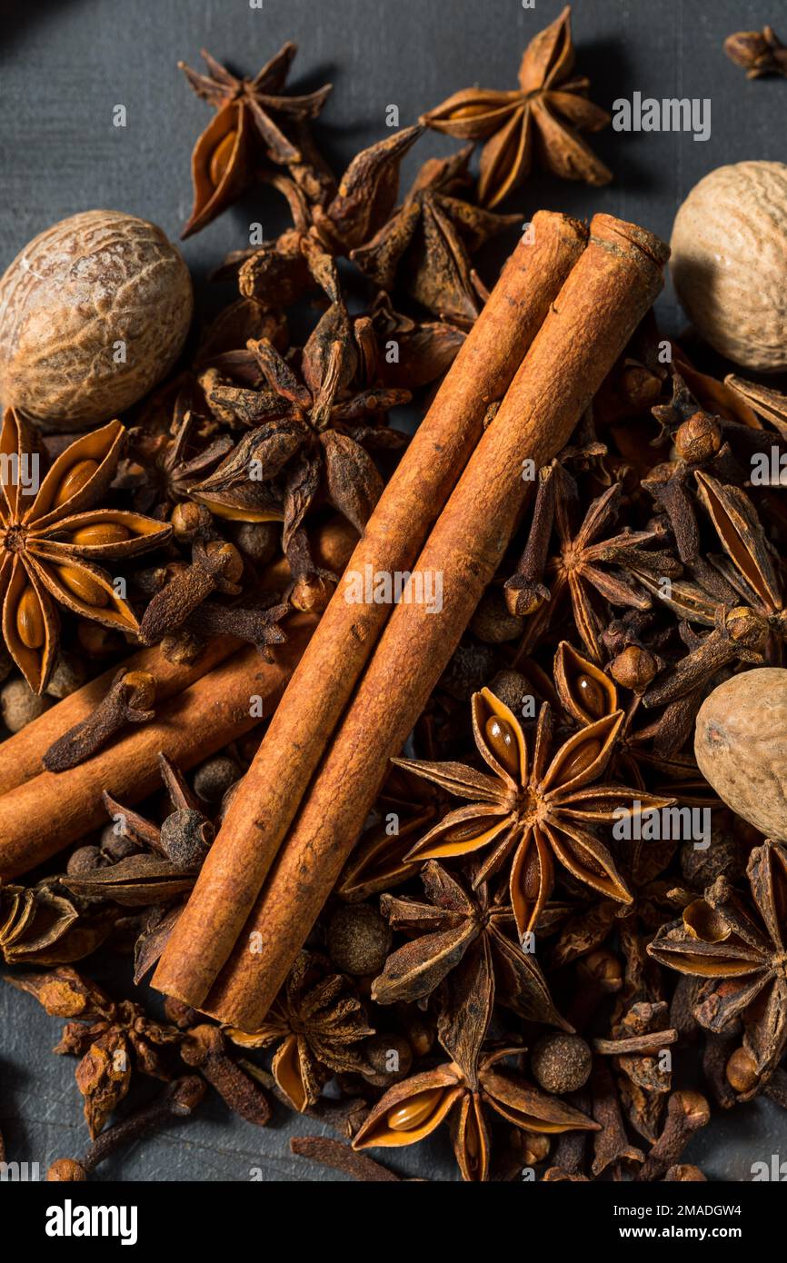Raw Whole Organic Baking Spices with Cinnamon Nutmeg Anise and Clove