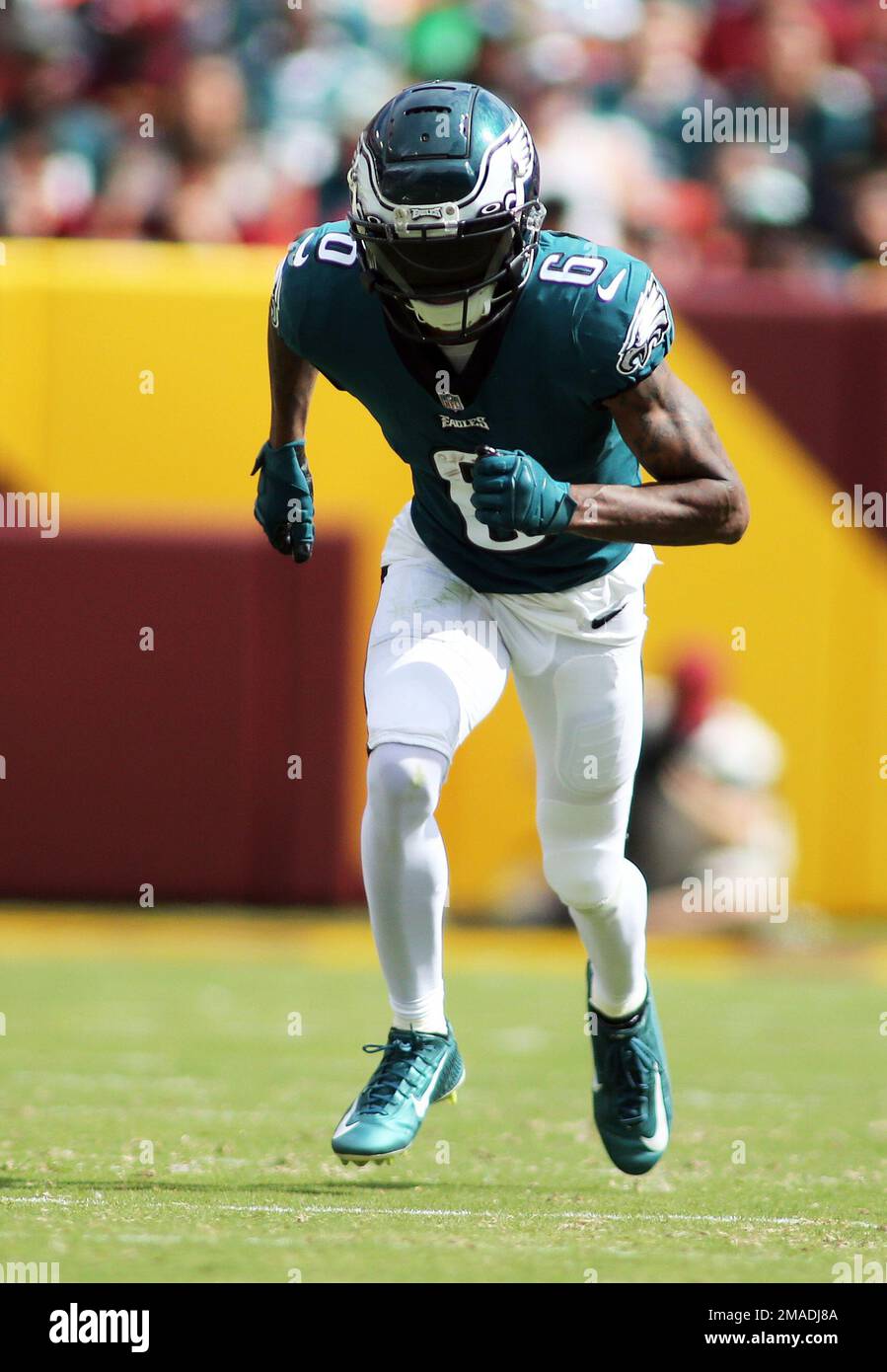 Philadelphia Eagles wide receiver DeVonta Smith (6) runs during an NFL