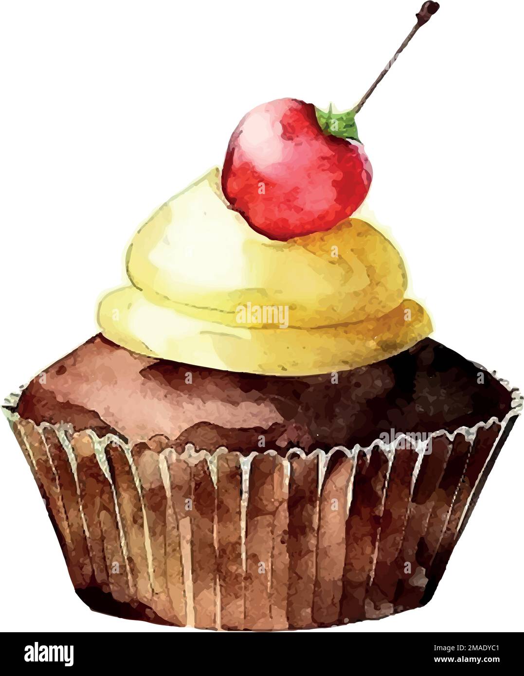 cupcake with cream. watercolor illustration Stock Vector Image & Art ...