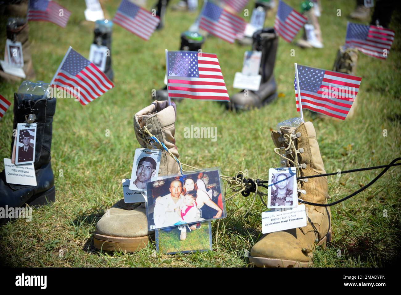 The boots for Sgt. Eliu Miersandoval and Cpl. Juan Cabral Banuelos are
