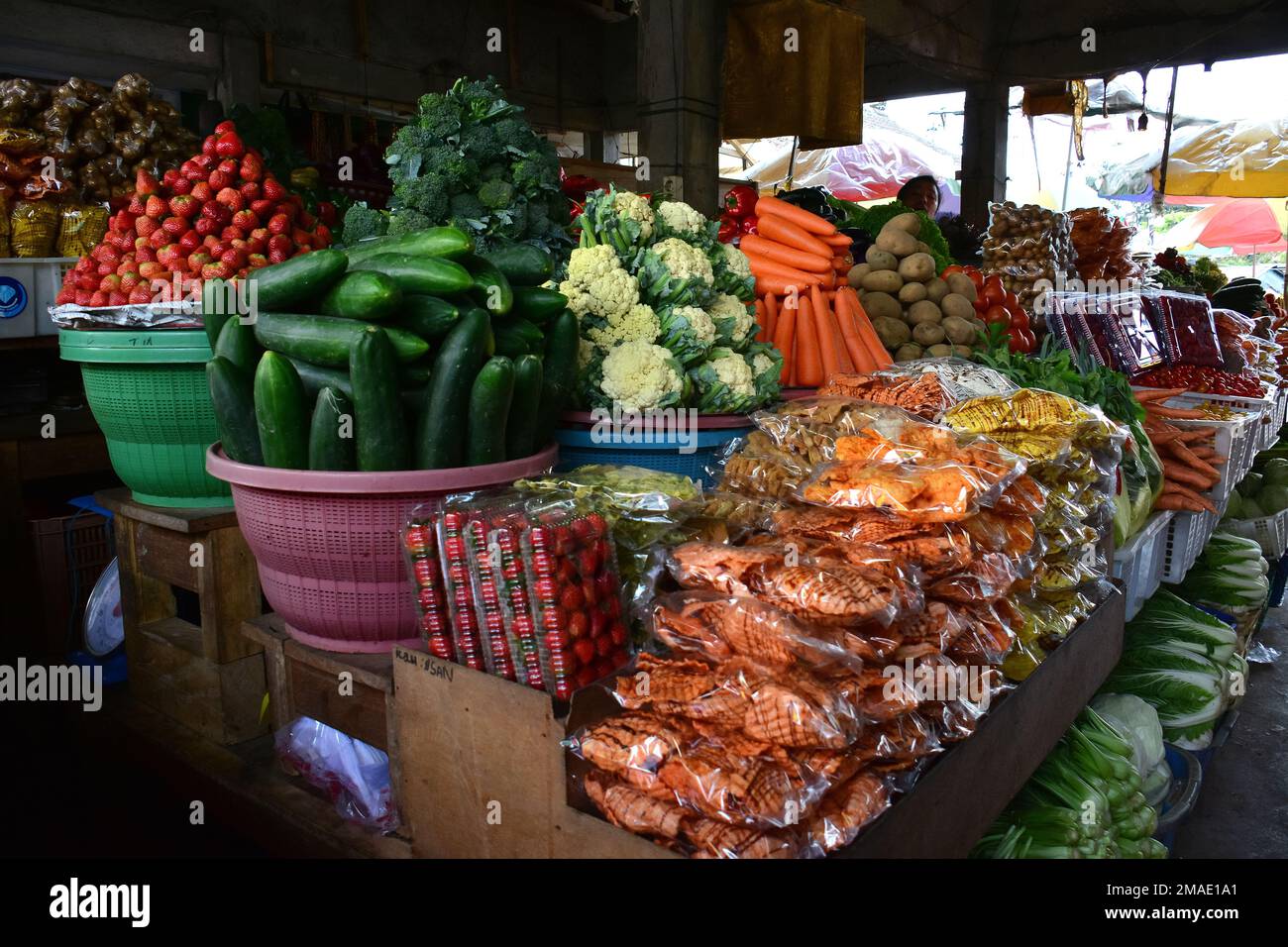 vegetable and fruit market near Lake Beratan, Bali, Indonesia, Asia