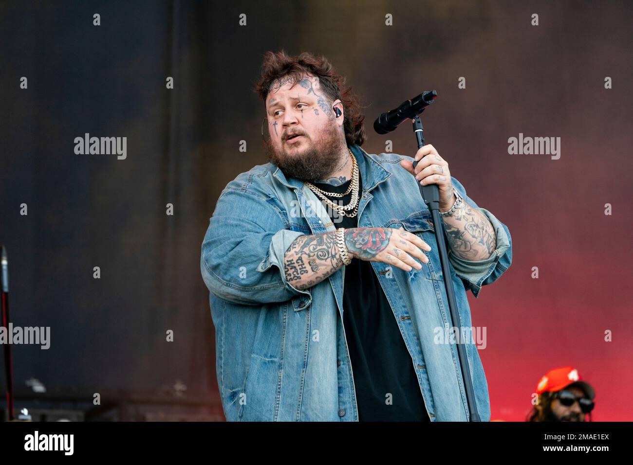 Jelly Roll performs at the Louder Than Life Music Festival at the ...