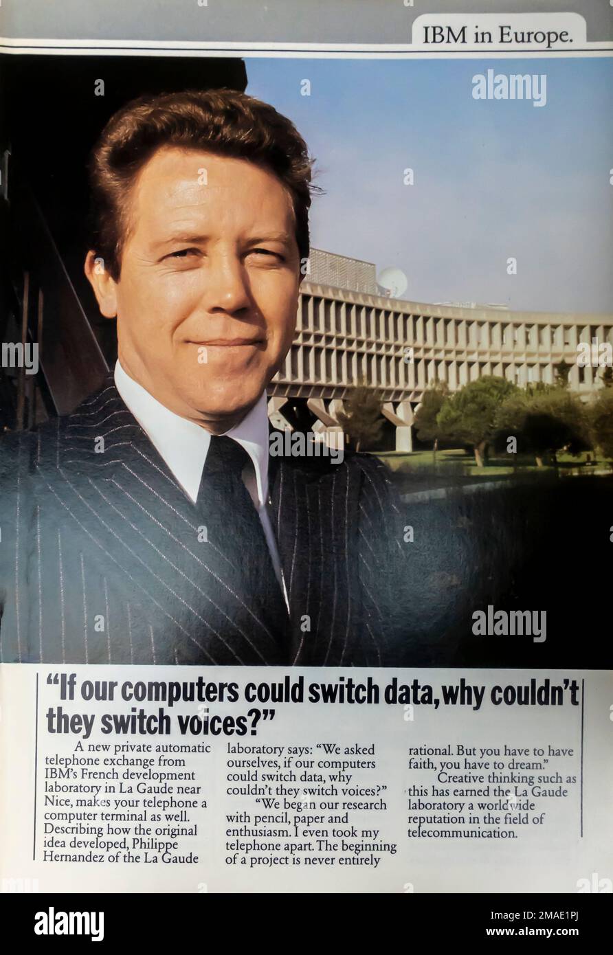 IBM in Europe advert article in a magazine 1981 Stock Photo