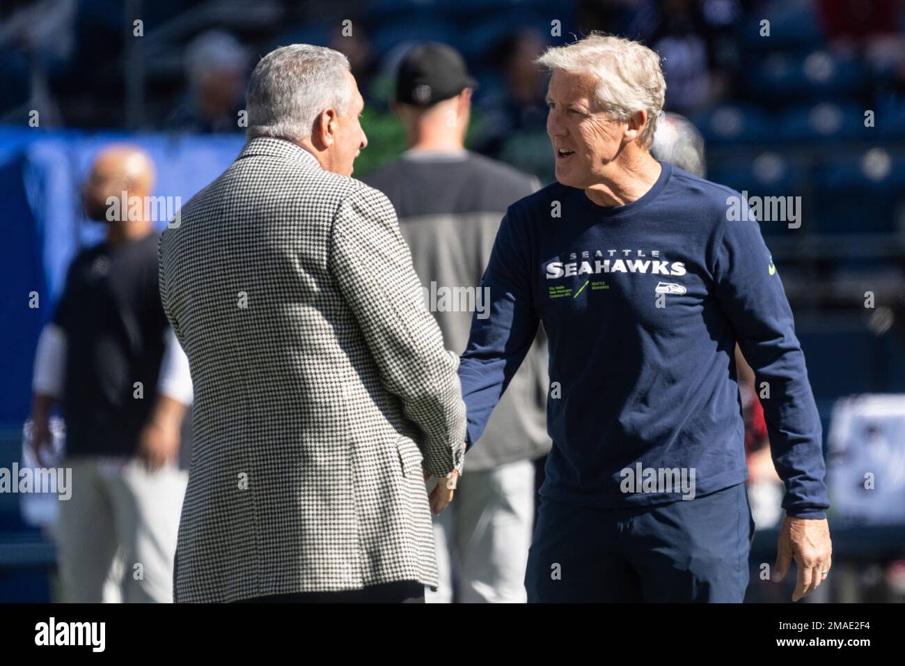 Seattle Seahawks head coach Pete Carroll right and Atlanta