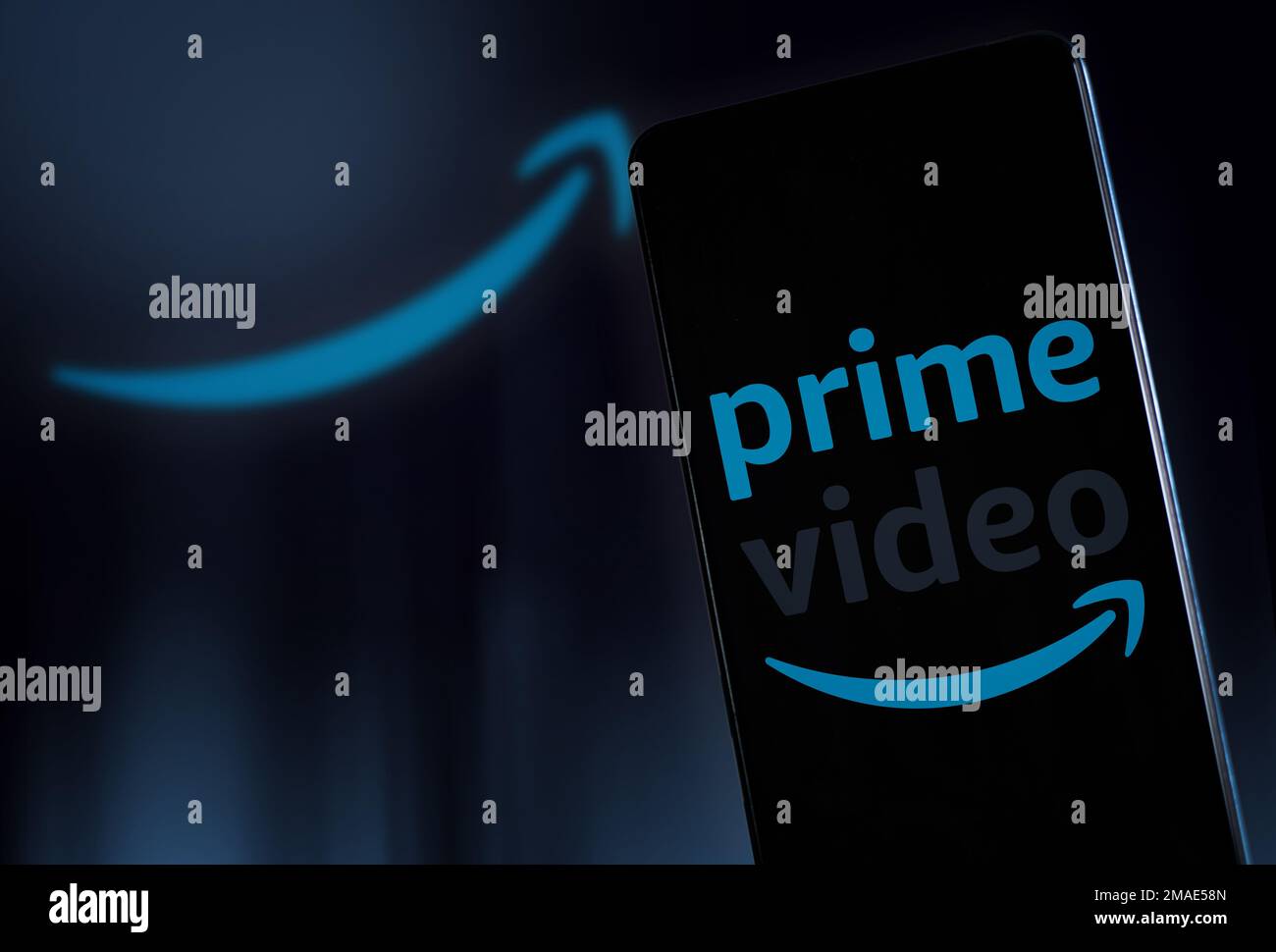 Amazon Primeu200bVideo logo on smartphone and background
