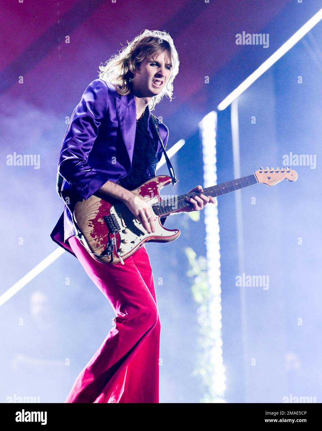 Thomas Raggi of Måneskin performs during the Global Citizen Festival on ...