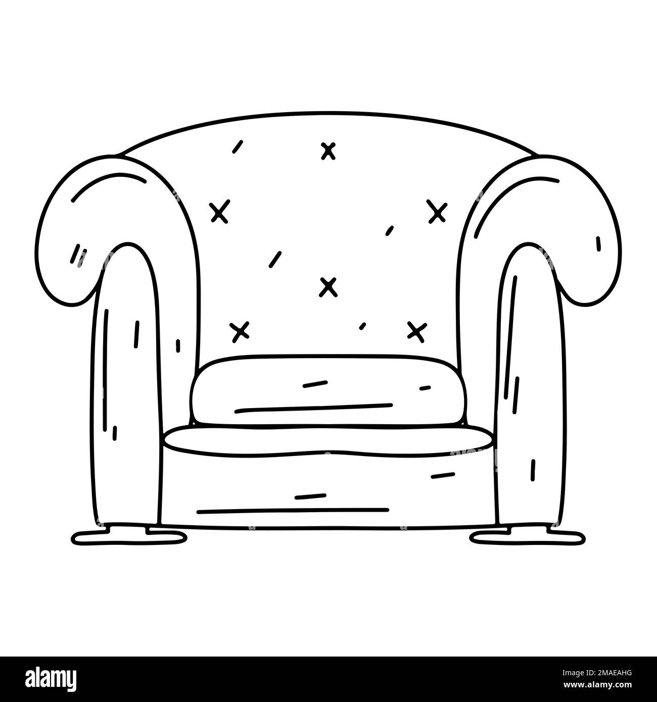Armchair in hand drawn doodle style. Vector illustration isolated on