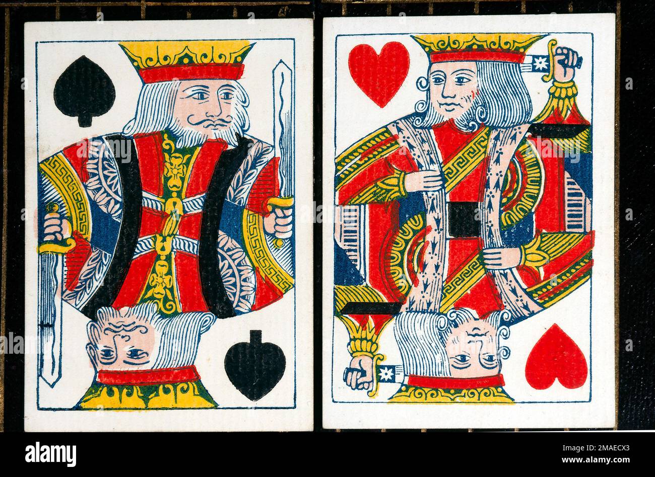 Kings of Spades and Hearts from a De La Rue mid victorian playing card