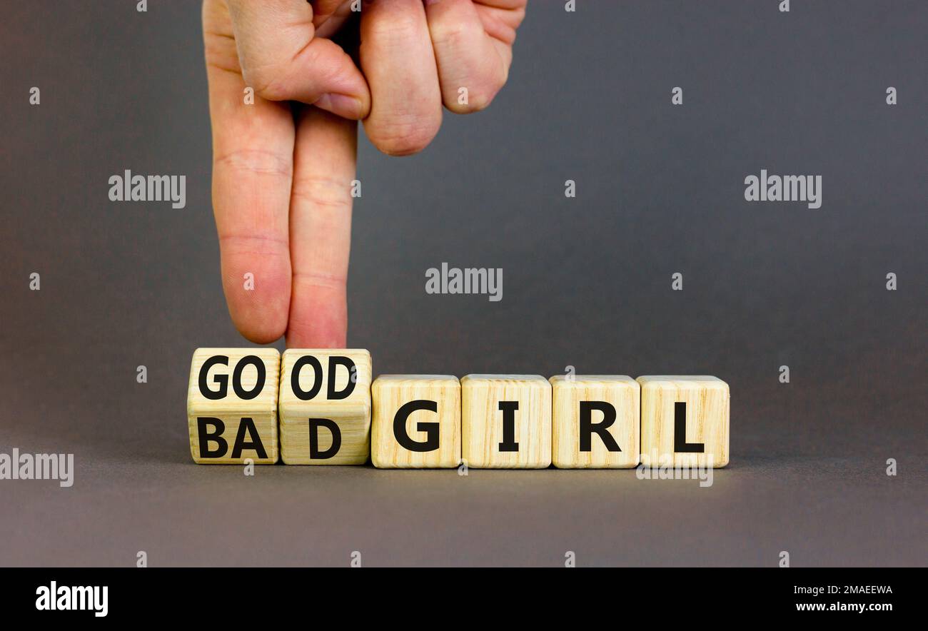 Good or bad girl symbol. Concept word Good girl Bad girl on wooden ...