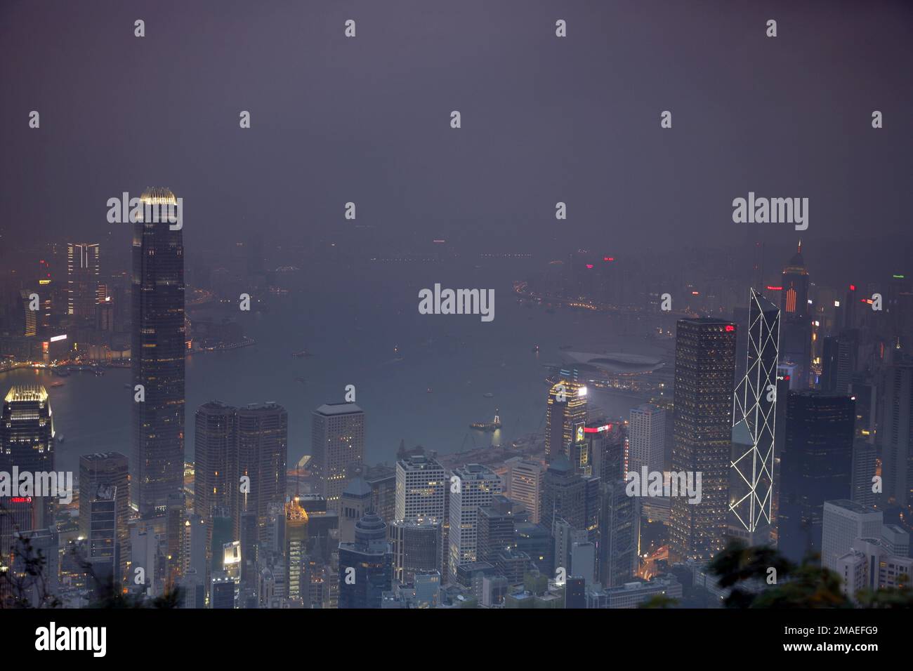Hong Kong city skyline at night from Victoria Peak Stock Photo - Alamy