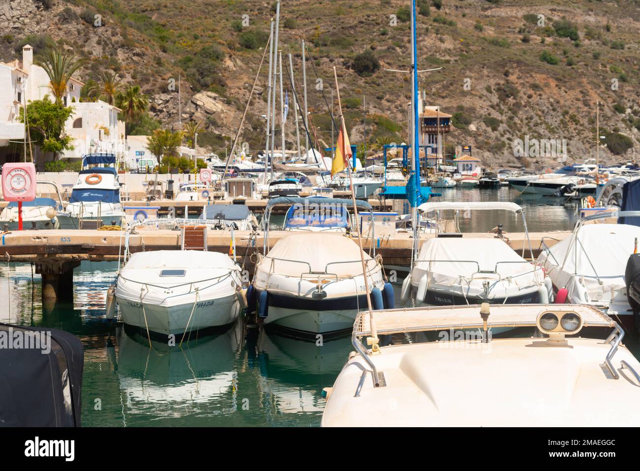 LA HERRADURA, SPAIN - 17 MAY 2022 The Marina del Este port, in a very beautiful natural and privileged position between the mountains and the sea, ser Stock Photo