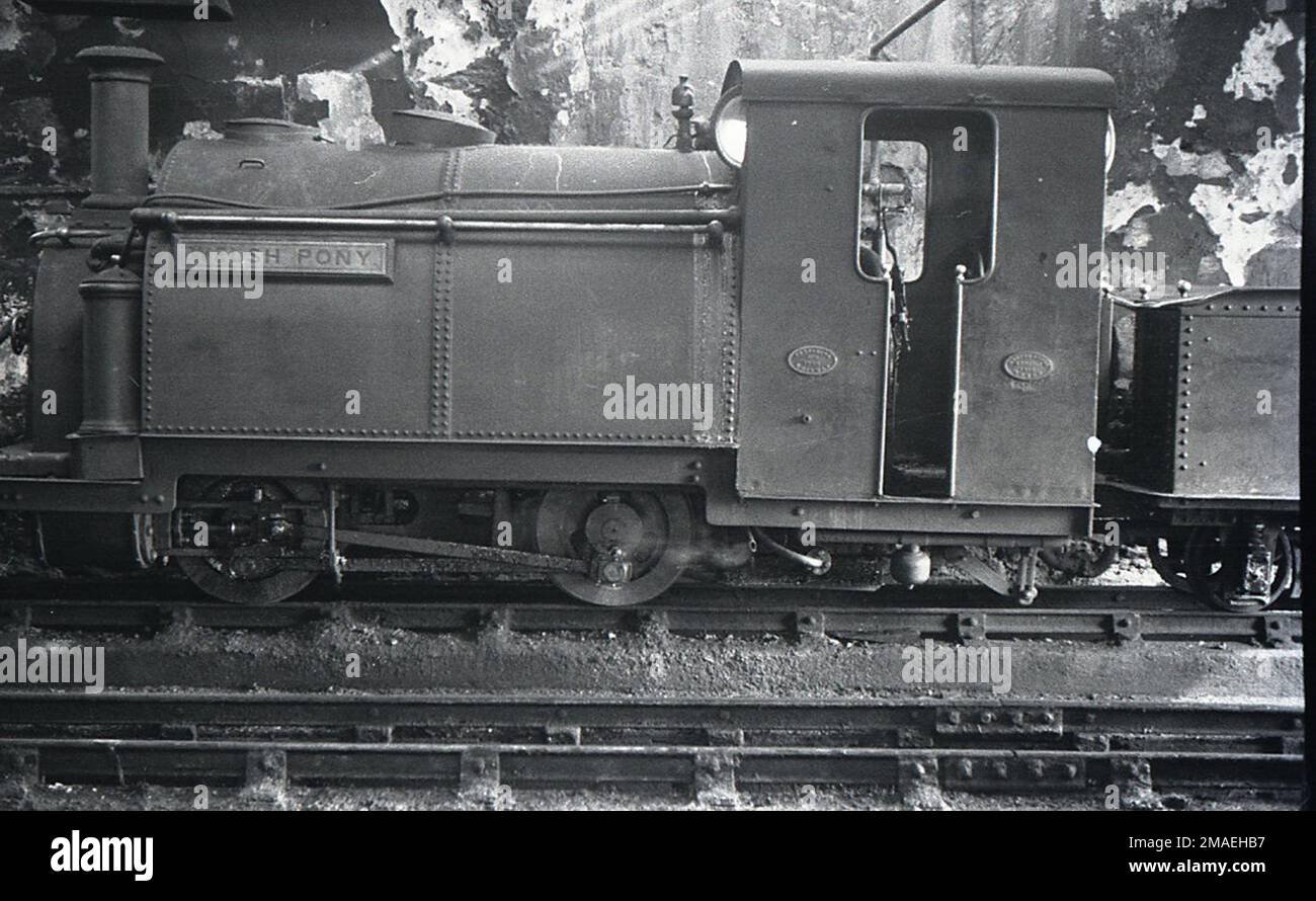 Ffestiniog Railway narrow gauge 0-4-0 steam locomotive 'Welsh Pony' in the 1930s Stock Photo