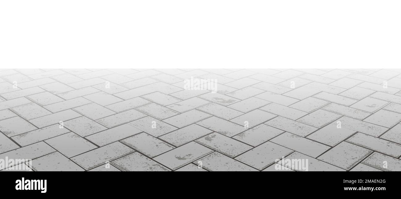 Vanishing perspective concrete herringbone block pavement vector