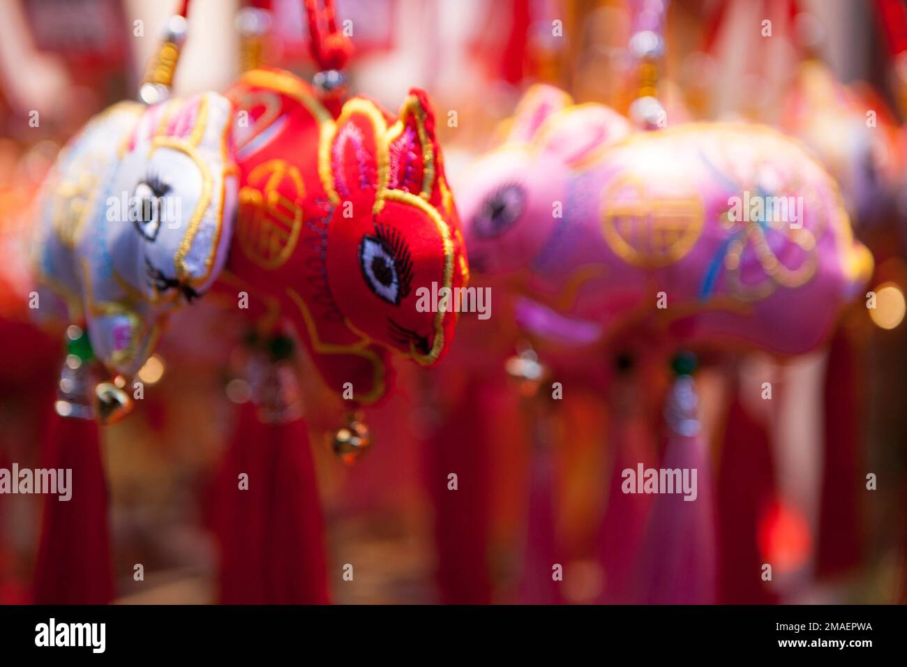 London, UK, 19 January 2023: Lucky rabbit souvenirs for sale in Chinatown. The Chinese Year of the Rabbit begins on Sunday 22nd January. Anna Watson/Alamy Live News Stock Photo