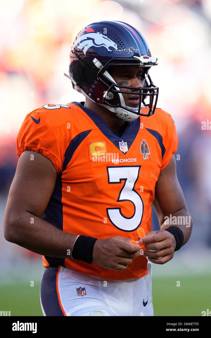 Denver Broncos quarterback Russell Wilson (3) looks on against the ...