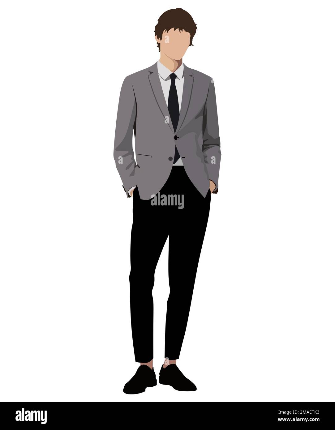 A man in a business suit on a white background. Vector illustration in ...