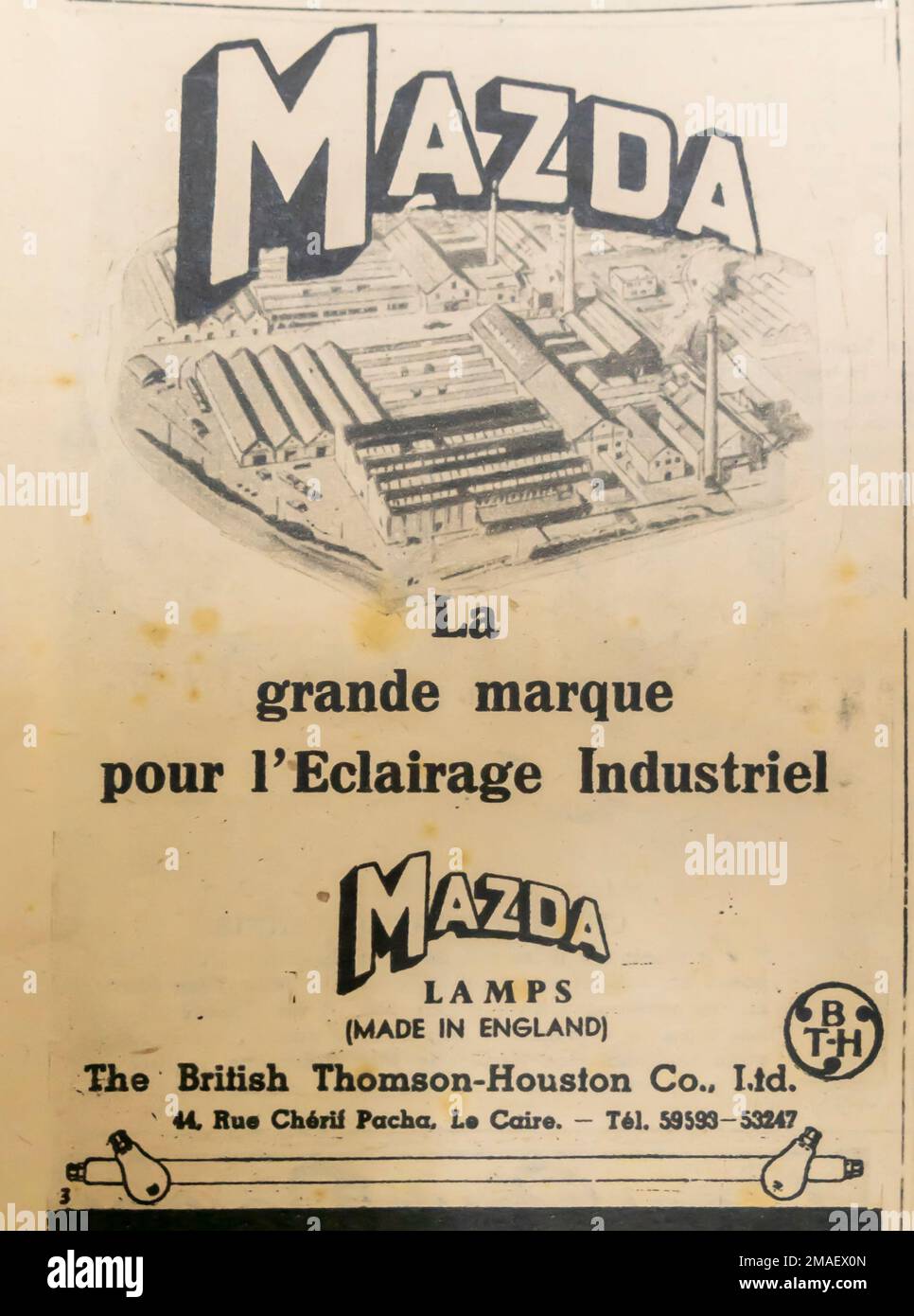 Mazda English bulbs, lamps advert in a French magazine 1940 Stock Photo