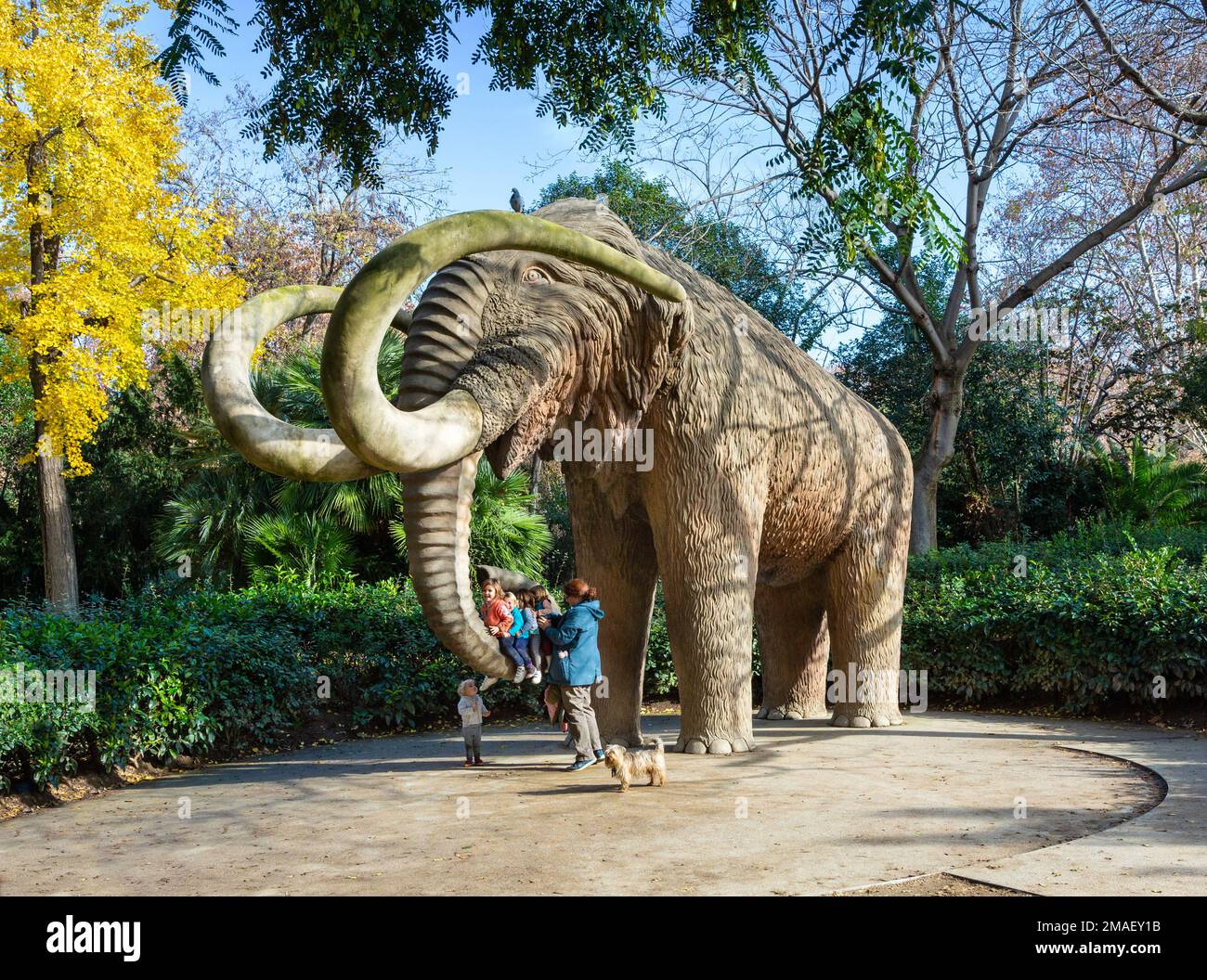 Barcelona, Spain, December 14, 2018:Mammoth in Parc de la Ciutadella, Barcelona Spain Stock Photo