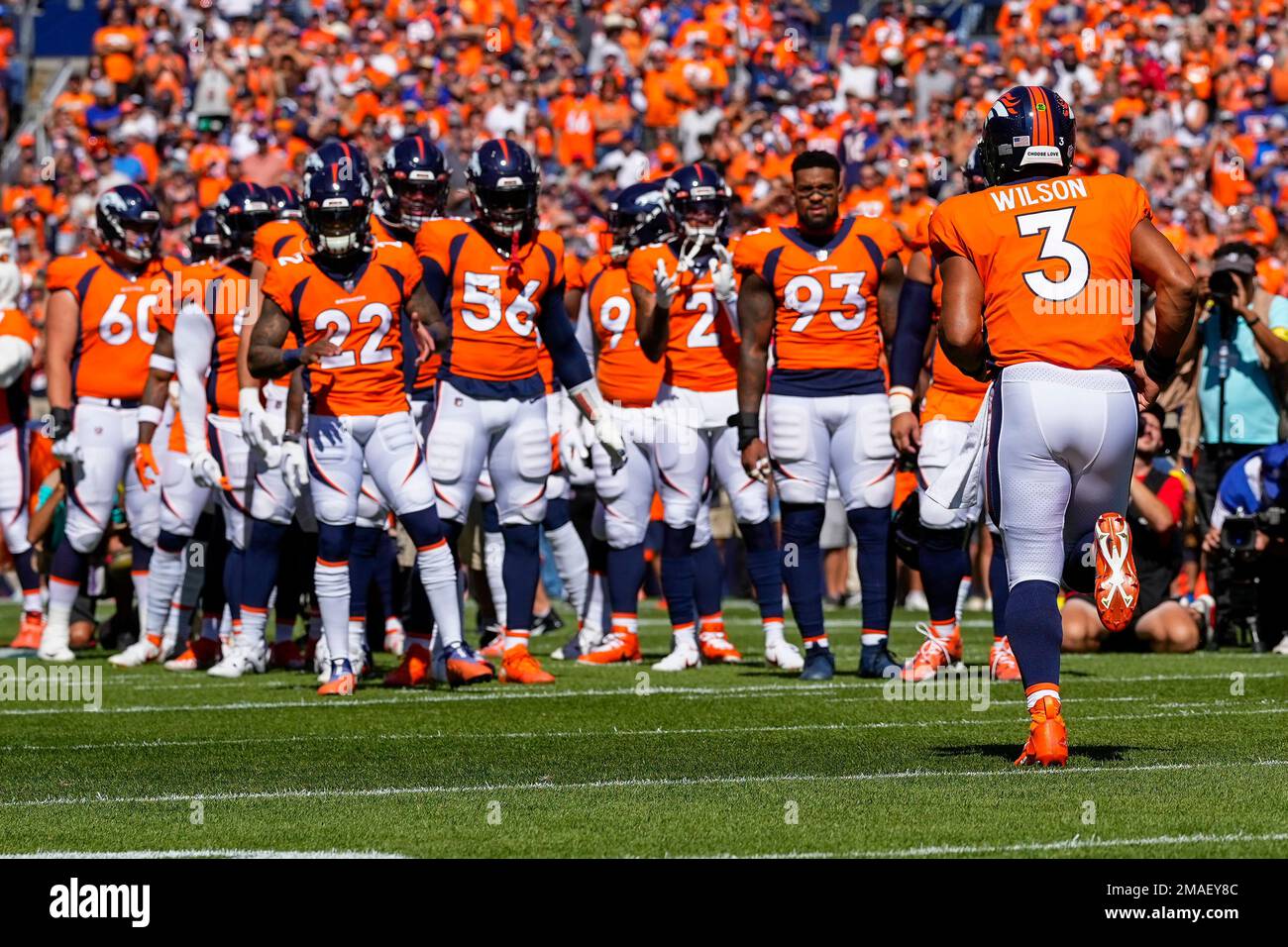 Denver Broncos quarterback Russell Wilson (3) takes the field during ...