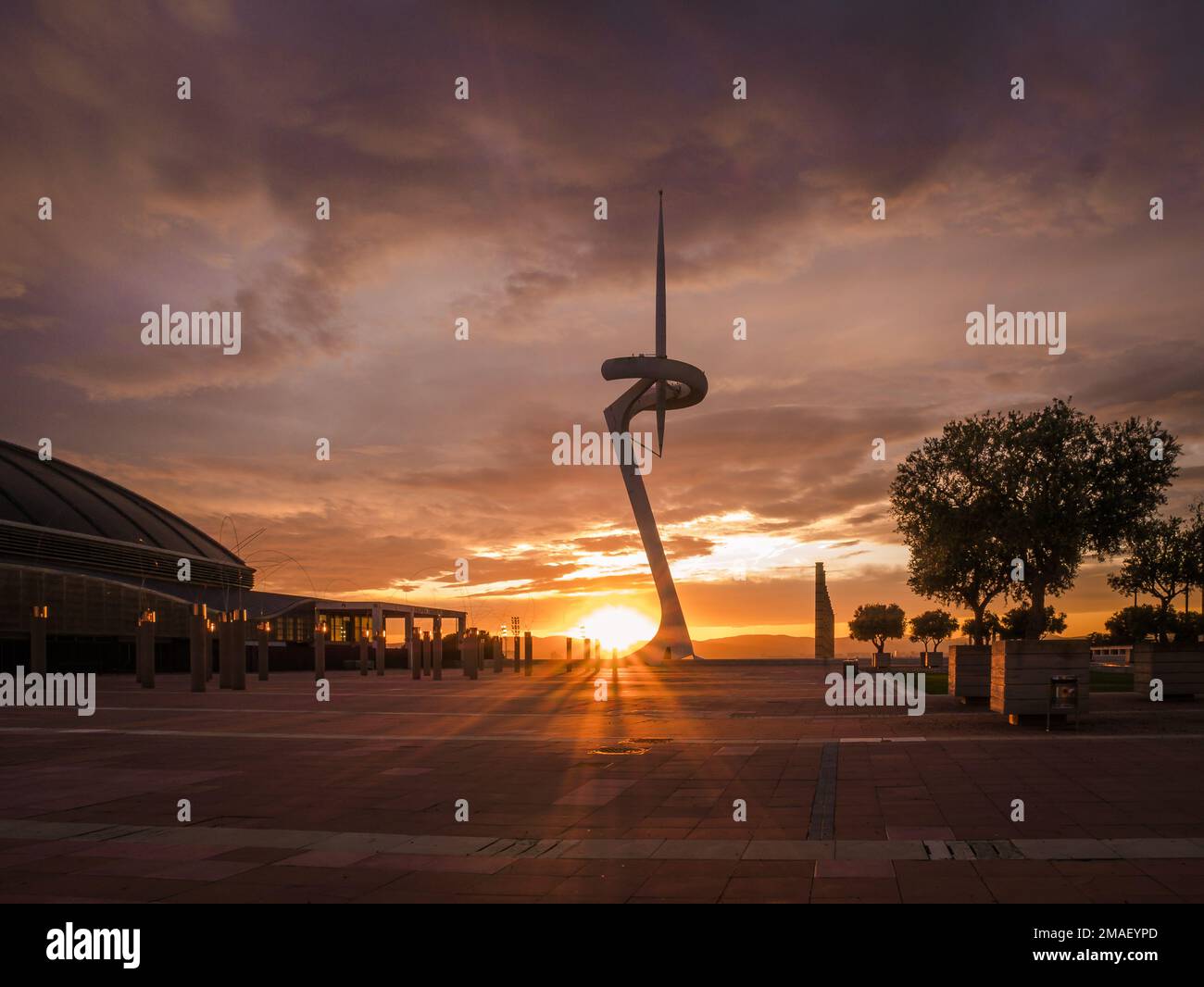 Barcelony Olympic village during sunset. Stock Photo