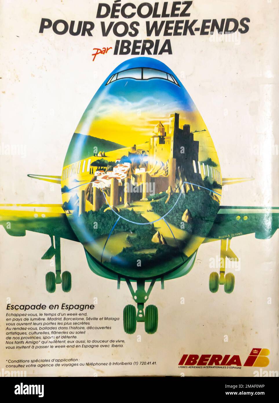 Iberia airline advert in a French magazine 1945 Stock Photo - Alamy