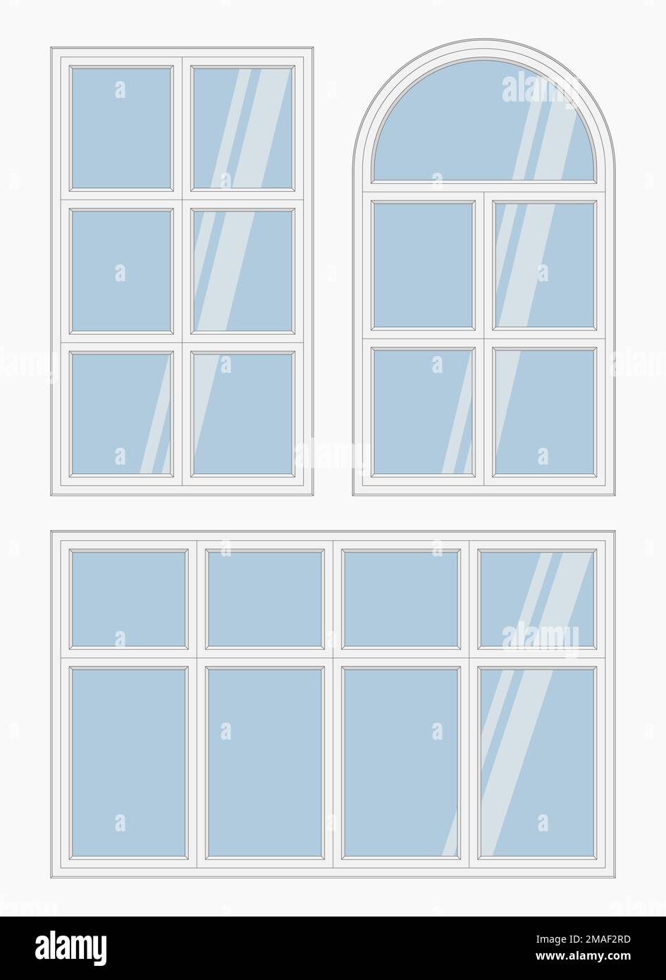apartment white window frames set isolated vector flat illustration ...
