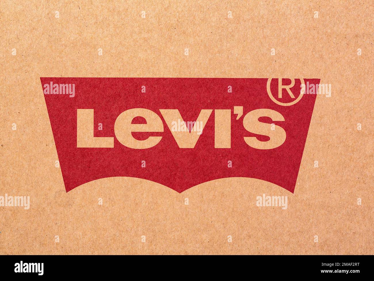 Chisinau, Moldova February, 08, 2019: Logo Levis on paper bag Stock Photo