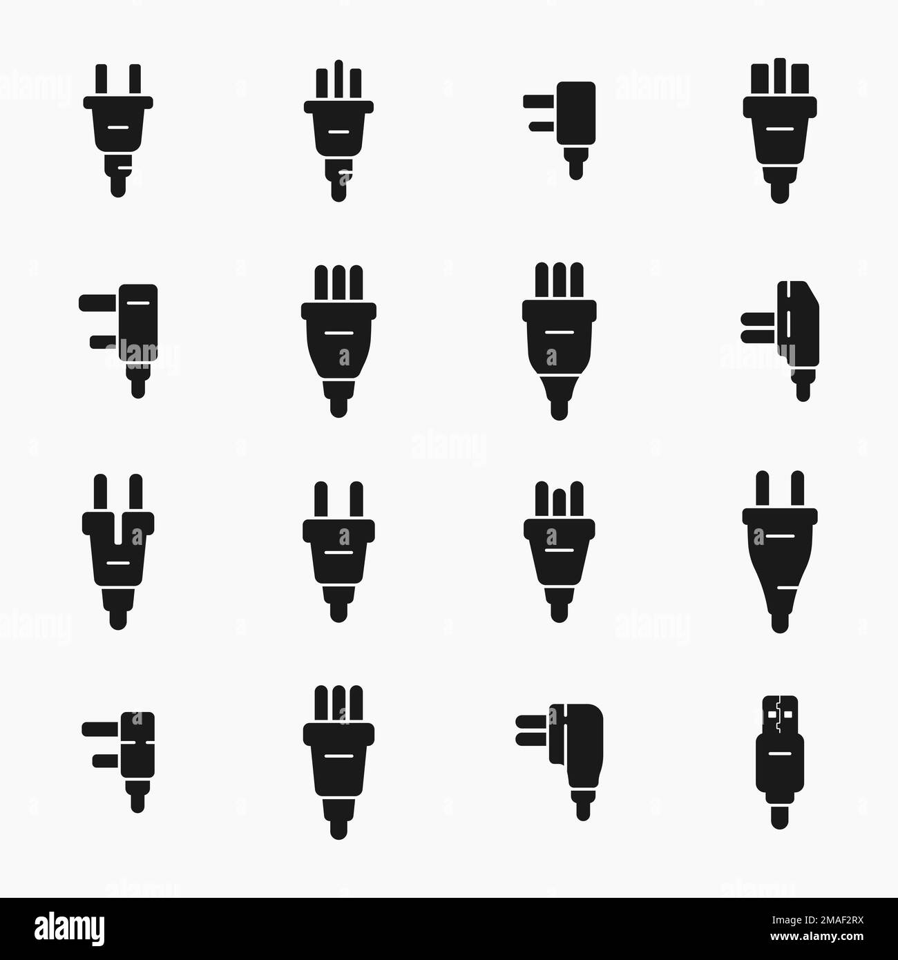 power plug world standards shape icons set vector flat illustration