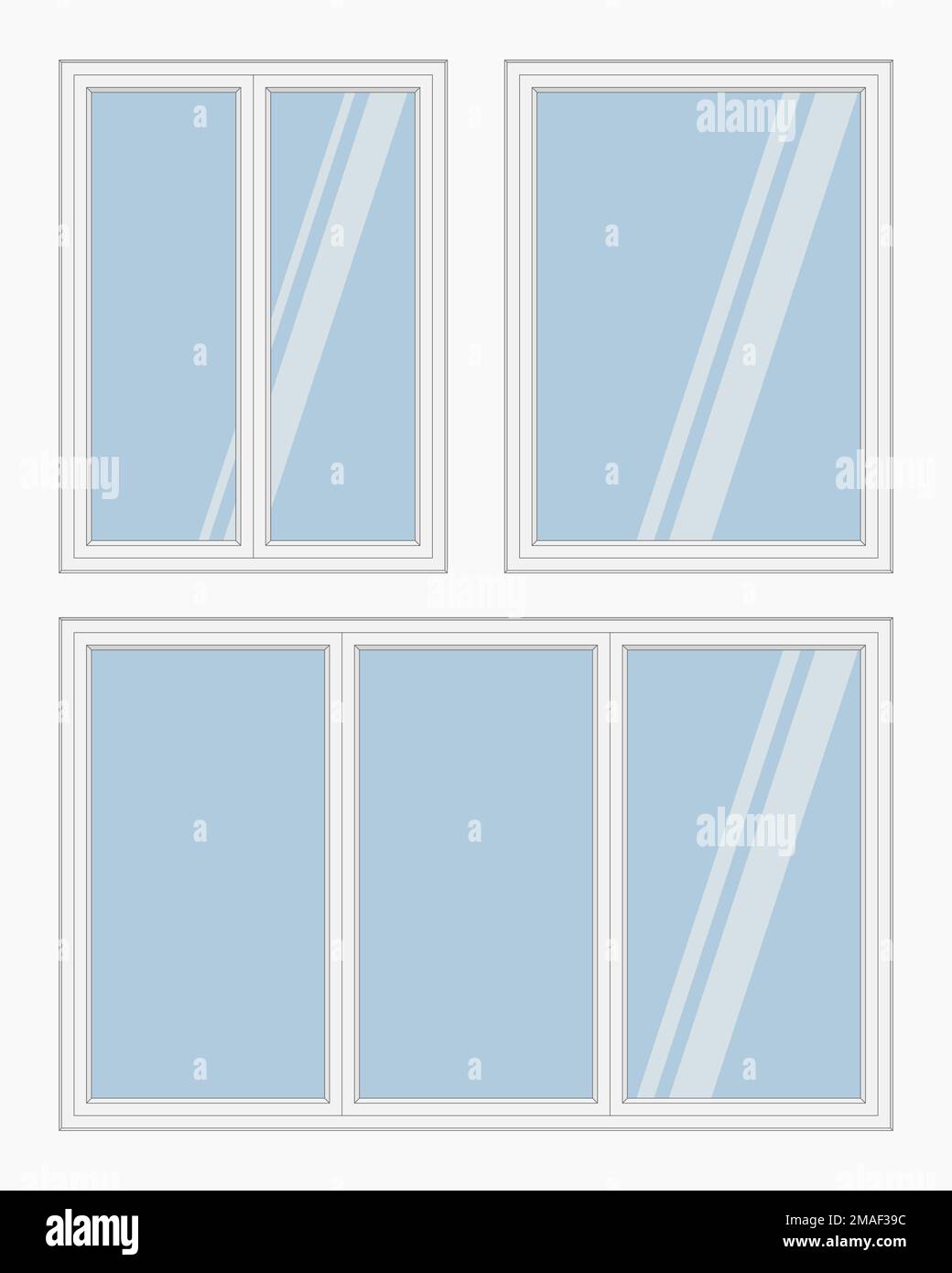 apartment white window frames set isolated vector flat illustration ...