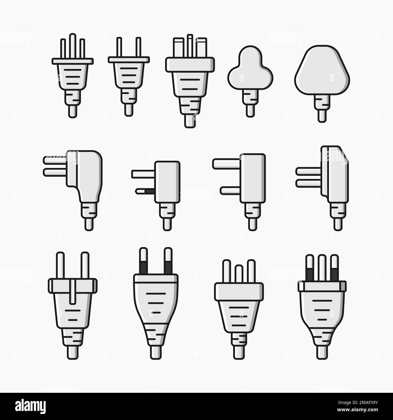 power plug world standards icons set vector flat illustration Stock