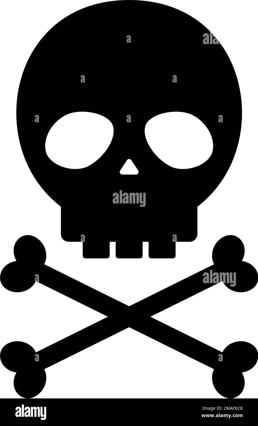 Cross bones and skull head icon. Poison and danger icon. Editable vector. Stock Vector