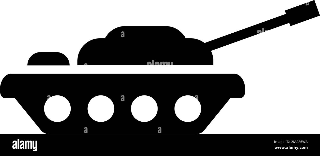 Tank silhouette icon. Military weapon. Editable vector. Stock Vector