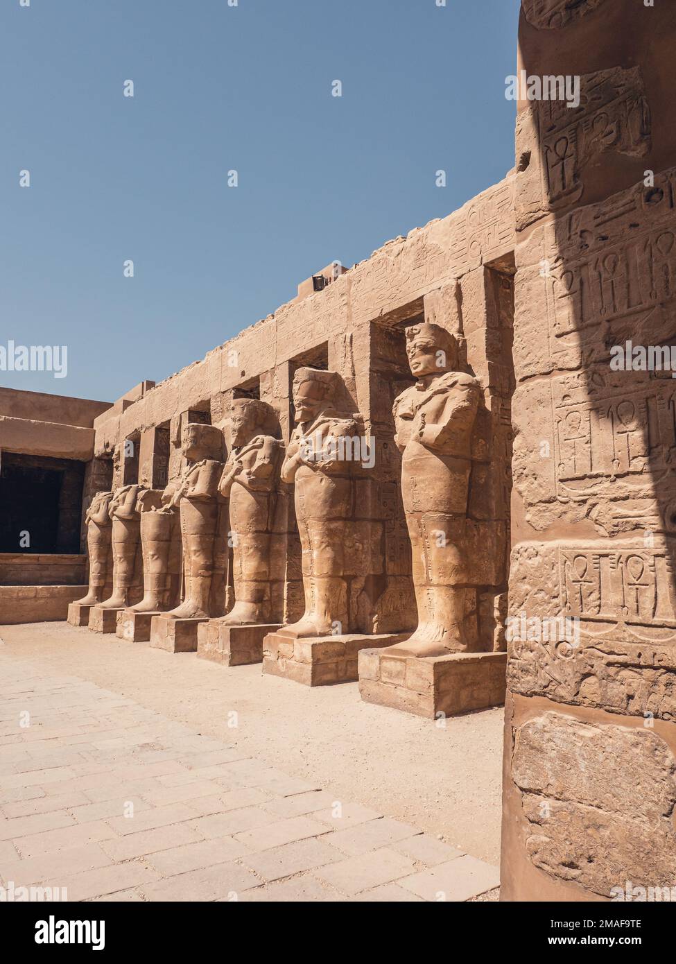 Statues of pharahos in Karnak Temple, Luxor, Egypt. Stock Photo