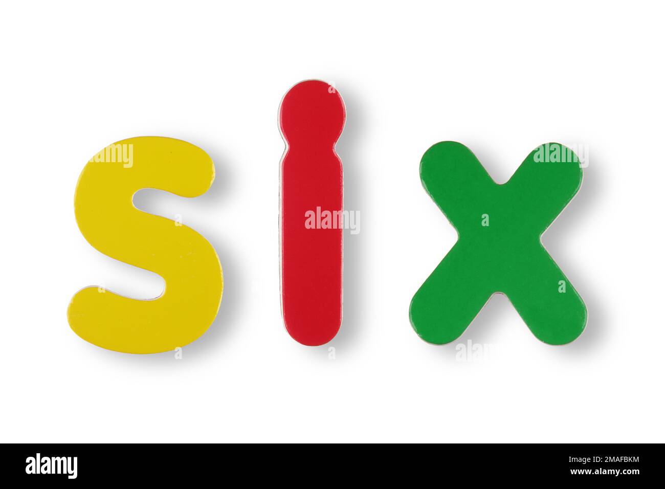 Six word in coloured letters with clipping path Stock Photo Alamy