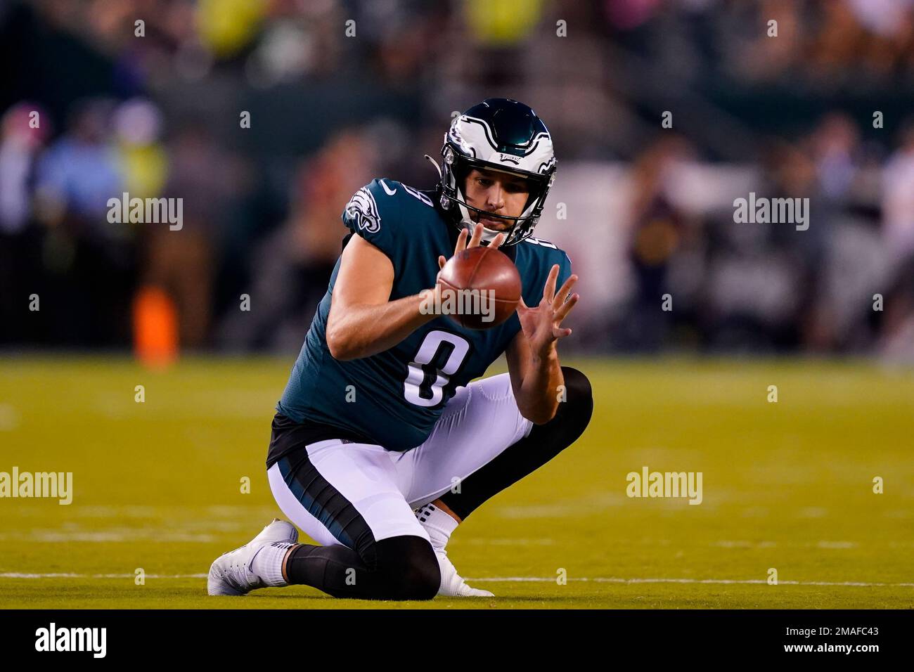 Philadelphia Eagles punter Arryn Siposs before an NFL football game