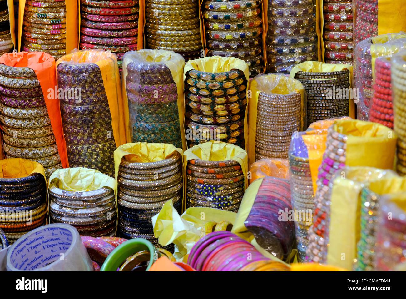 Local Bangles Indian Gold bangles displayed in local shop in a market of Pune, India ...