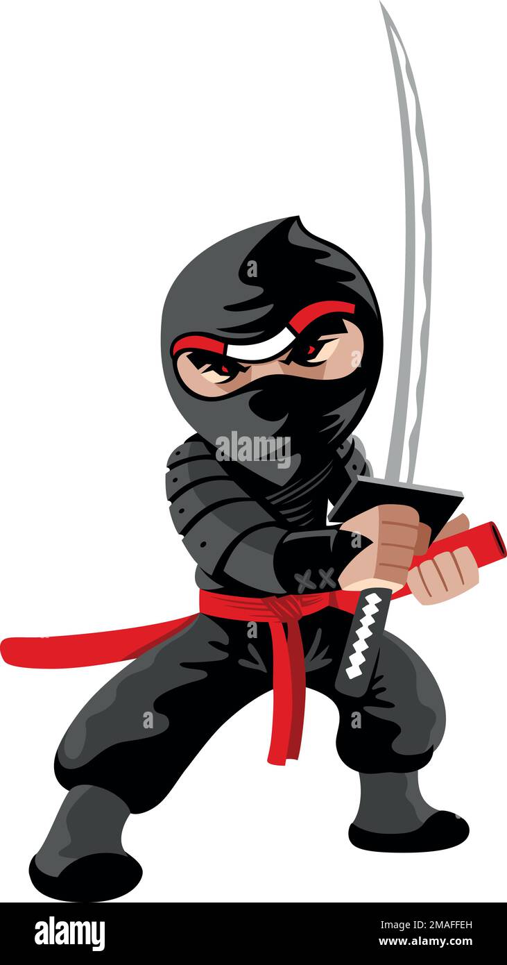 Premium Vector  Ninja boy hiding in the water with bamboo stick