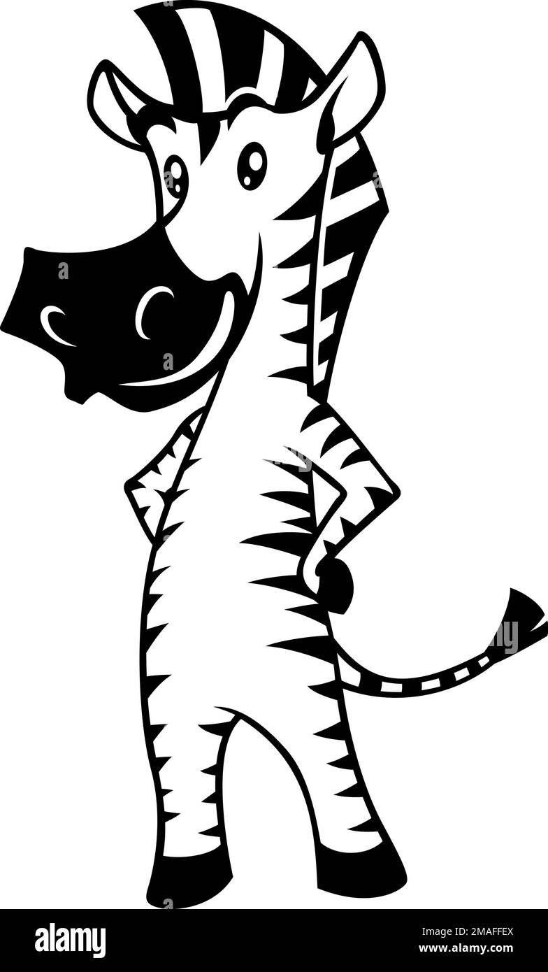 Playful Zebra Cartoon Character Design Stock Vector
